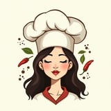 A woman with a chef's hat on her head.