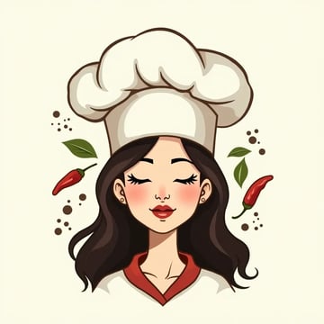 A woman with a chef's hat on her head.